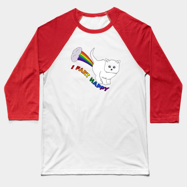 I Fart Happy - Funny Cat Fart Rainbow Baseball T-Shirt by DiegoCarvalho
